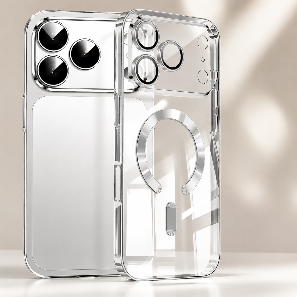 Premium iPhone Case Magnetic Plating MagSafe Compatible Clear Back Bumper Shockproof PC TPU Anti Scratch Anti Fingerprint Slim Full Coverage Protective Design