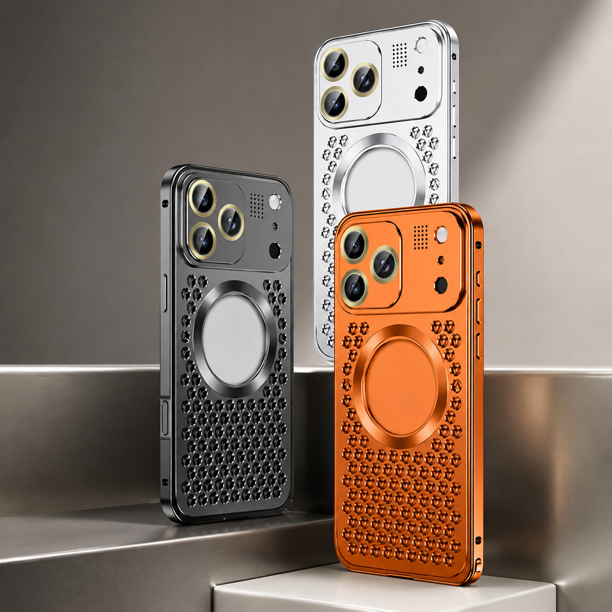 Premium iPhone Case Magnetic Aluminum Alloy Frame Shockproof Protective Cover Heat Dissipation Camera Lens Guard Slim Metal Design Full Coverage