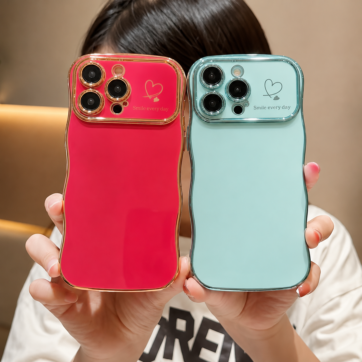 Premium iPhone Case MagSafe Compatible Transparent Plating Wave Heart Design Shockproof Protective Cover Camera Lens Protection Ultra Thin Full Coverage