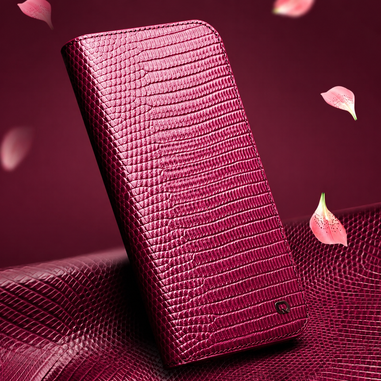 Premium iPhone Case Genuine Leather Flip Cover Wallet Card Holder Magnetic Closure Shockproof Camera Protection Crocodile Grain Stand Full Coverage