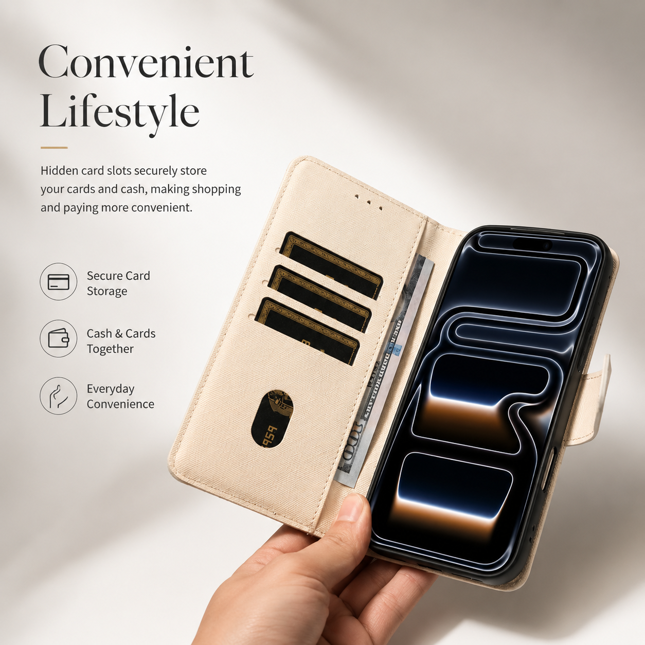 Premium iPhone Case Magnetic Leather Wallet Kickstand Shockproof MagSafe Compatible Card Holder Artificial Leather Full Coverage Protective Design