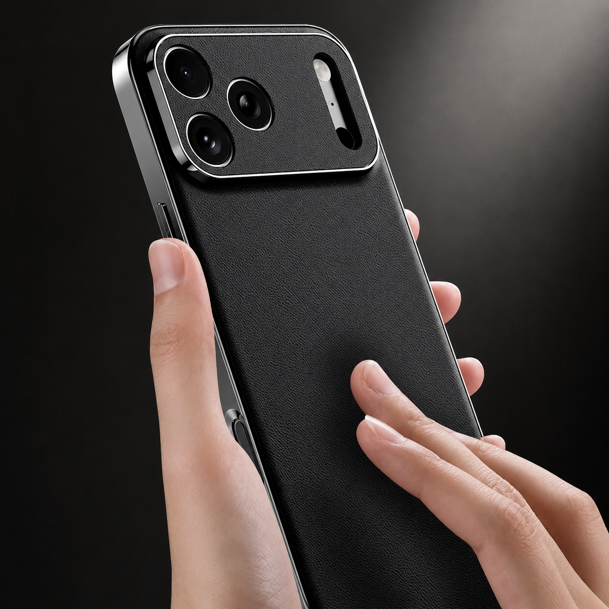 Premium iPhone Case Genuine Leather Cover Shockproof Protective Frame Full Camera Lens Protection Anti Slip Matte Finish Slim Full Coverage