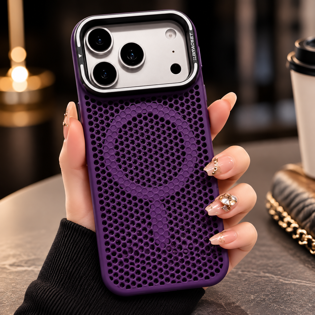 Premium iPhone Case MagSafe Compatible Magnetic Camera Stand Mesh Cooling Shockproof Protective Cover Anti Scratch Matte Camera Lens Protection Slim Full Coverage