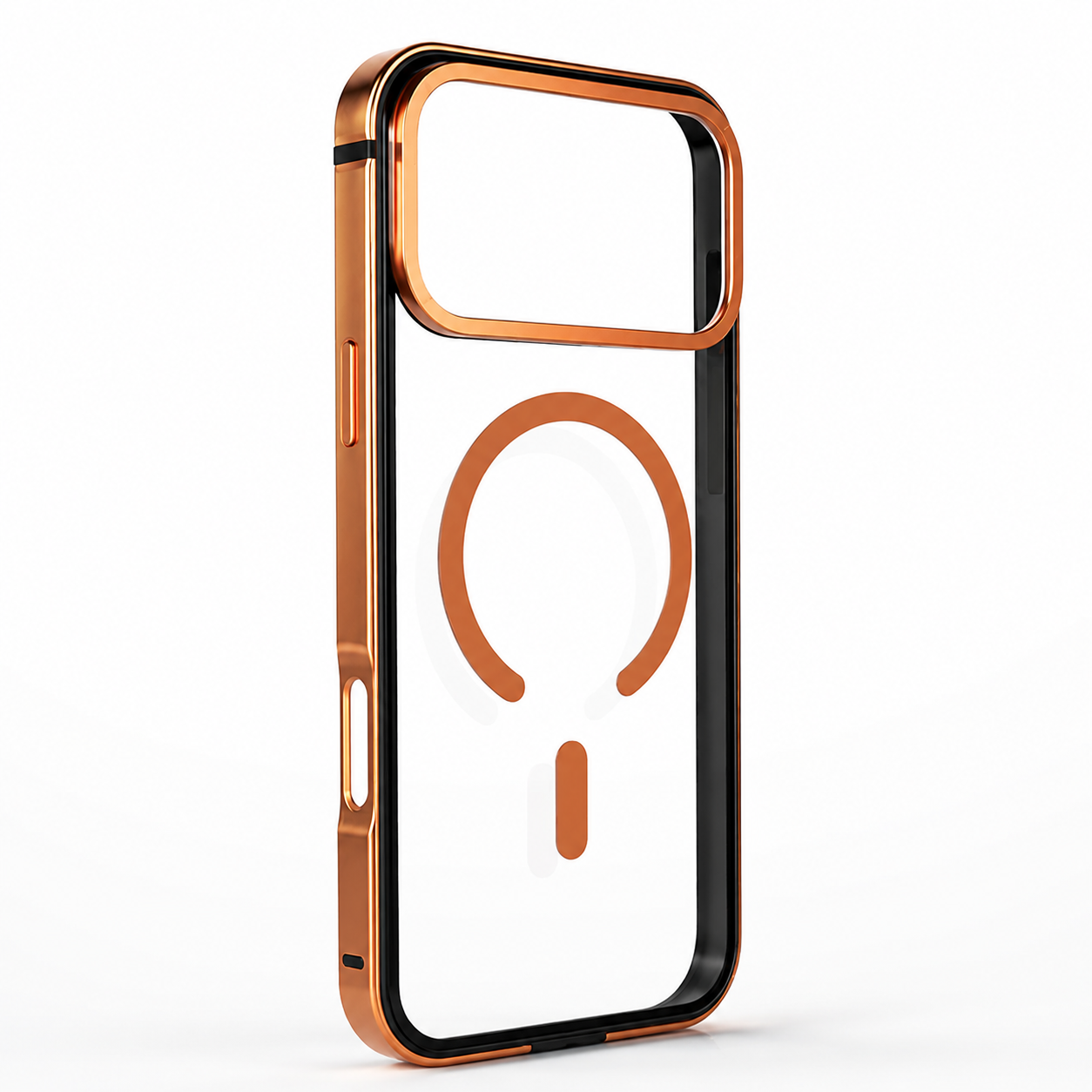 Premium iPhone Case MagSafe Compatible Magnetic Aluminum Frame Clear Back Cover Shockproof Protective Camera Lens Guard Slim Full Coverage