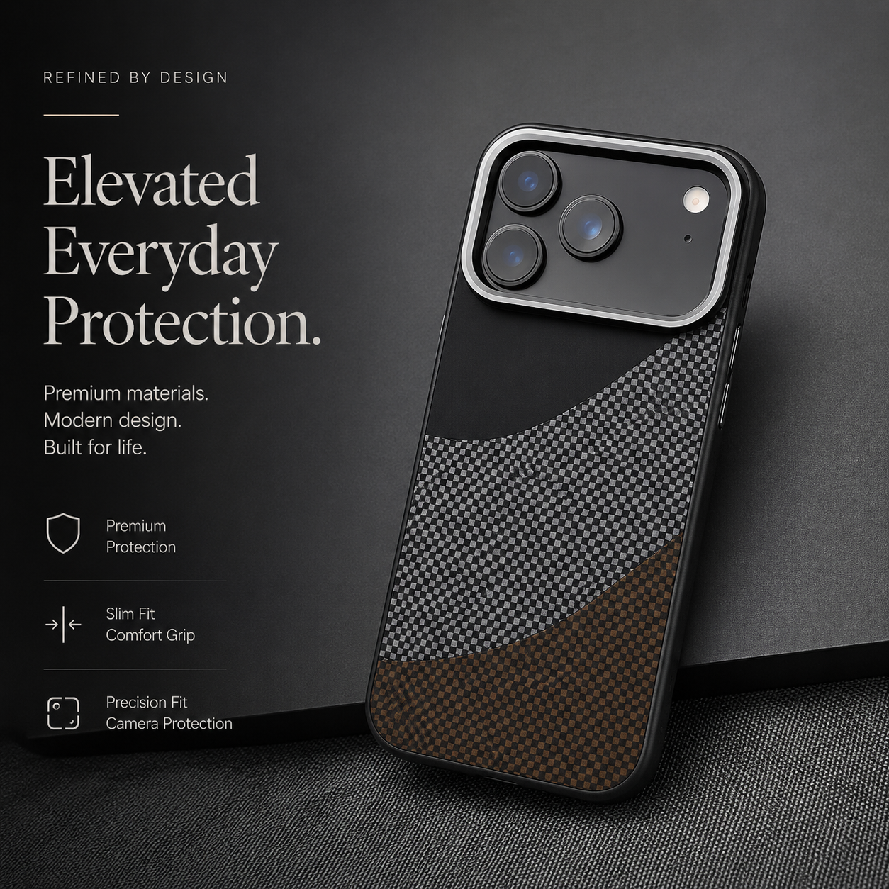 Premium iPhone Case MagSafe Compatible Carbon Fiber Armor Cover Alloy Camera Guard Shockproof Full Coverage Non Slip PC Anti Scratch Design