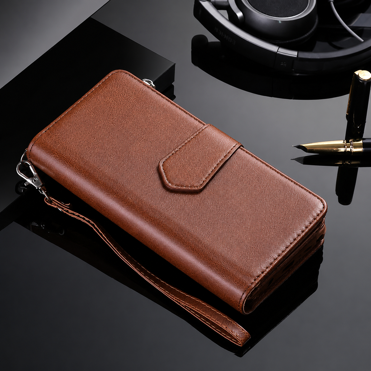 Premium iPhone Case Magnetic Detachable Wallet PU Leather Flip Cover Card Holder Kickstand Shockproof Full Coverage Protective Design