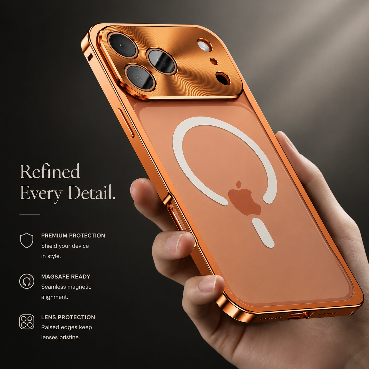 Premium iPhone Case MagSafe Compatible Magnetic Aluminum Bumper Frame Matte Transparent Back Shockproof Protective Camera Lens Guard Slim Full Coverage