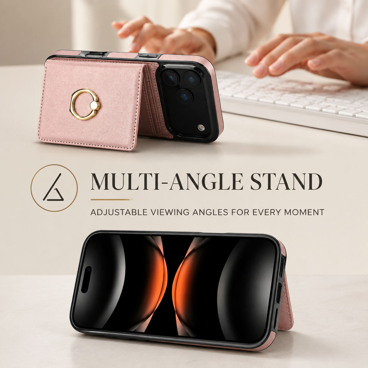 Premium iPhone Case Wallet Flip Cover Card Holder Magnetic Clasp Ring Kickstand PU Leather Shockproof Protective Cover Anti Scratch Full Protection Slim
