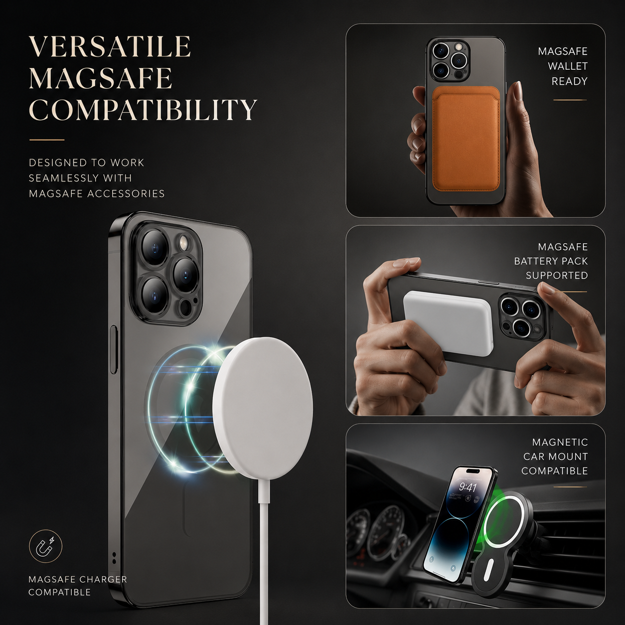 Premium iPhone Case MagSafe Compatible Magnetic Protective Cover Shockproof Camera Lens Protection Slim TPU Plating Frame Anti Scratch Full Coverage