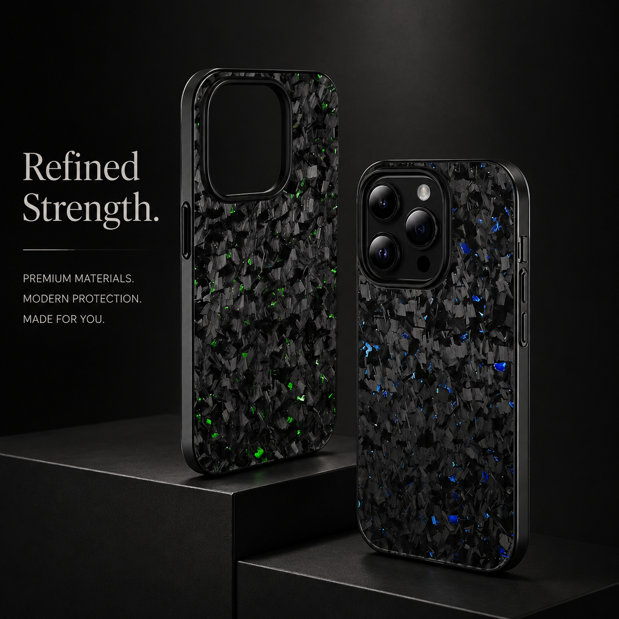 Premium iPhone Case MagSafe Compatible Forged Carbon Fiber Cover Dual Layer Shockproof Metal Lens Frame Button Protection Full Coverage Lightweight Design