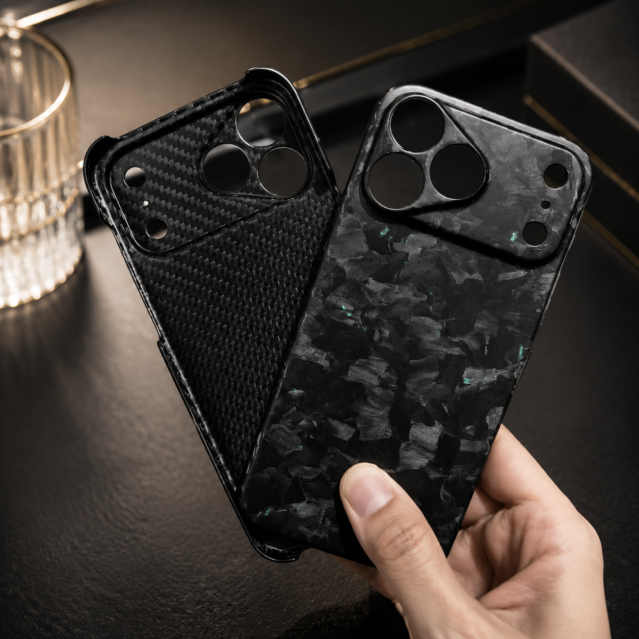 Premium iPhone Case Forged Carbon Fiber Cover Ultra Slim Lightweight Anti Fingerprint Non Slip Scratch Resistant Business Protective Design