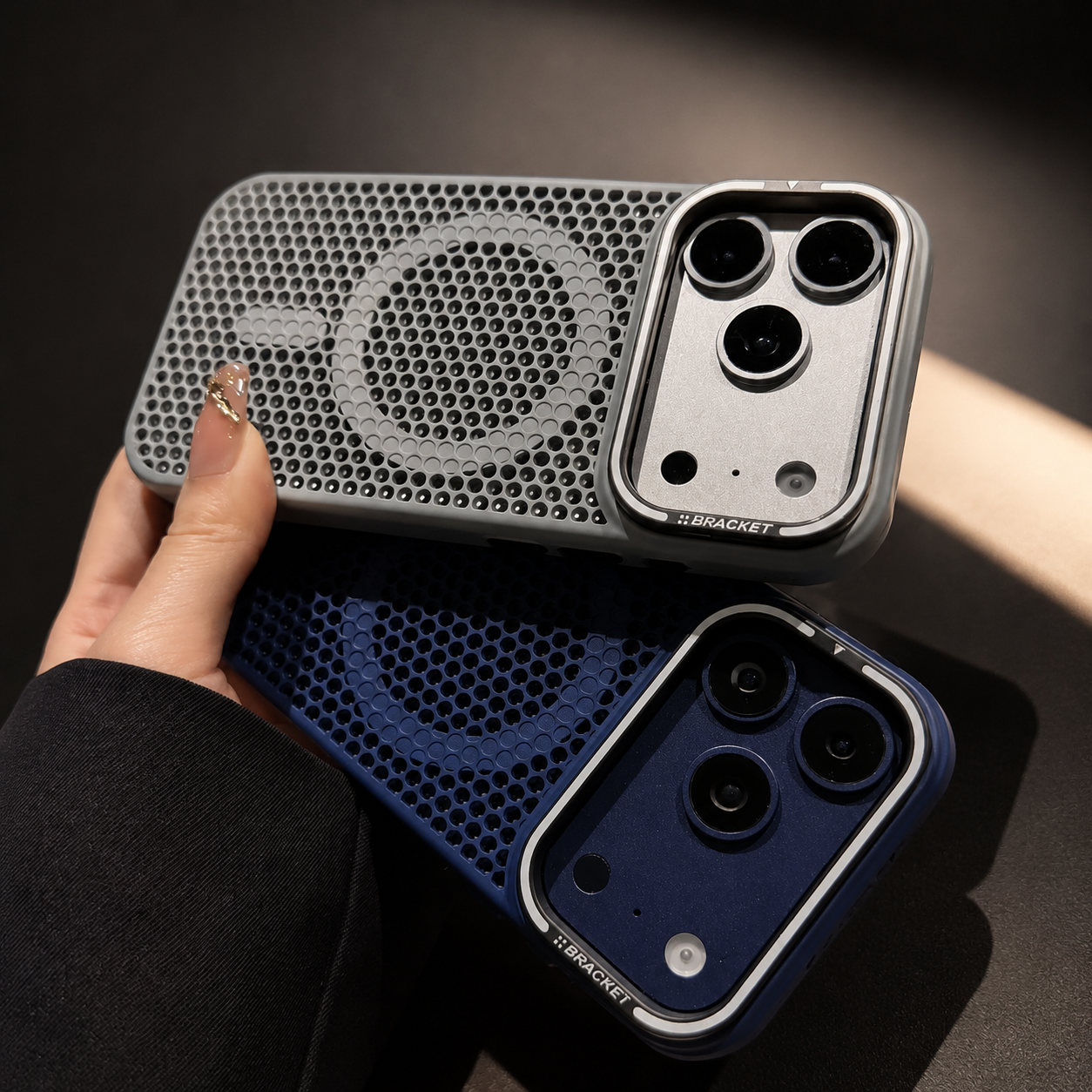 Premium iPhone Case MagSafe Compatible Magnetic Camera Stand Mesh Cooling Shockproof Protective Cover Anti Scratch Matte Camera Lens Protection Slim Full Coverage