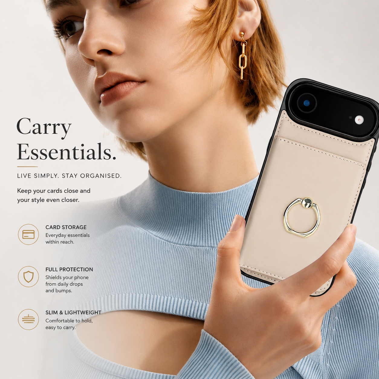 Premium iPhone Case Wallet Flip Cover Card Holder Magnetic Clasp Ring Kickstand PU Leather Shockproof Protective Cover Anti Scratch Full Protection Slim