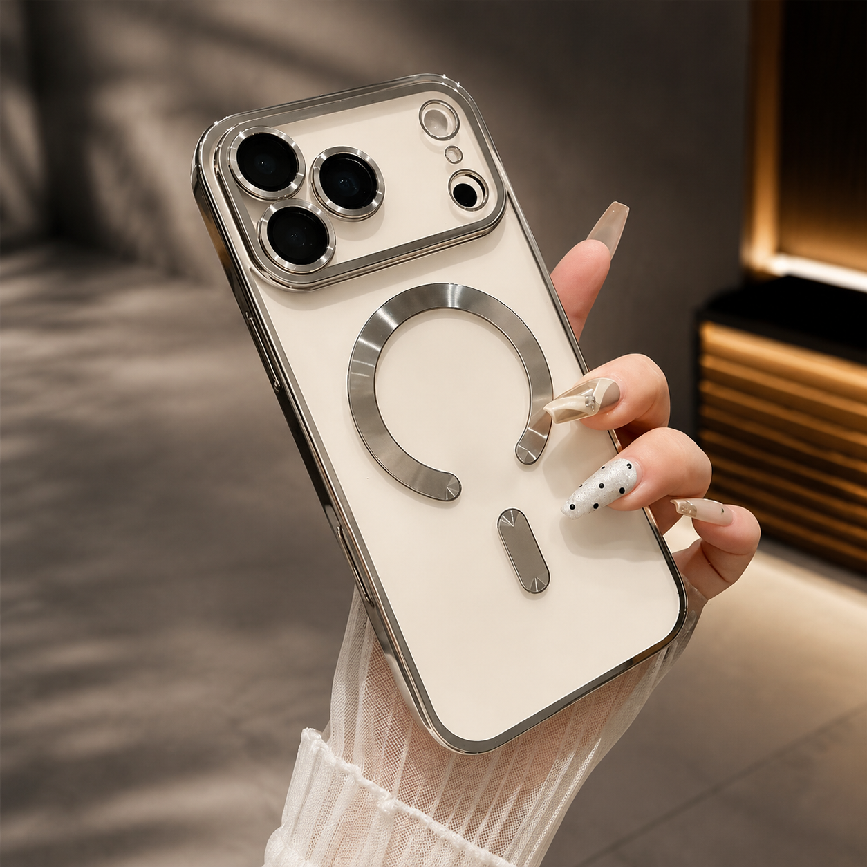 Premium iPhone Case Magnetic Plating MagSafe Compatible Clear Back Bumper Shockproof PC TPU Anti Scratch Anti Fingerprint Slim Full Coverage Protective Design