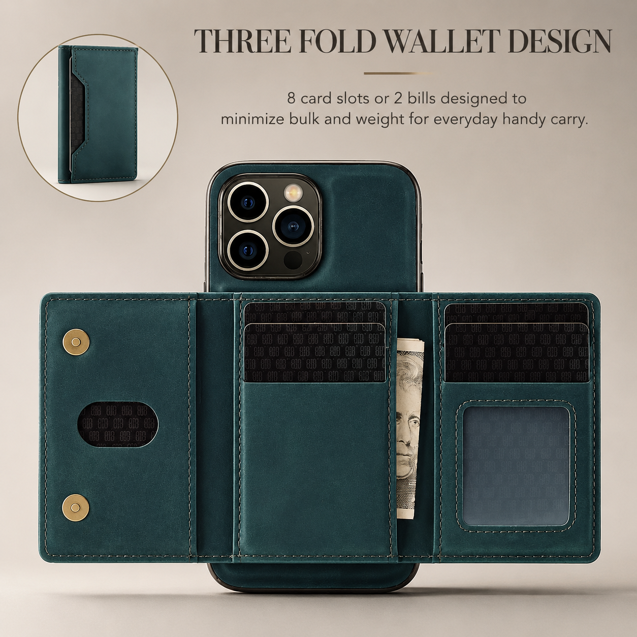 Premium iPhone Case Magnetic Leather Wallet Cover Card Holder Kickstand Money Slot Shockproof Protective Cover Anti Scratch Slim Half Wrapped