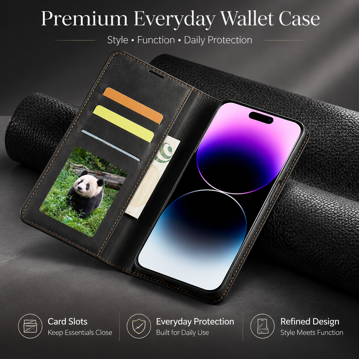 Premium iPhone Case MagSafe Compatible Wallet Flip Cover Card Holder Magnetic Closure Shockproof Camera Lens Protection Suede Leather Slim Full Coverage Cover