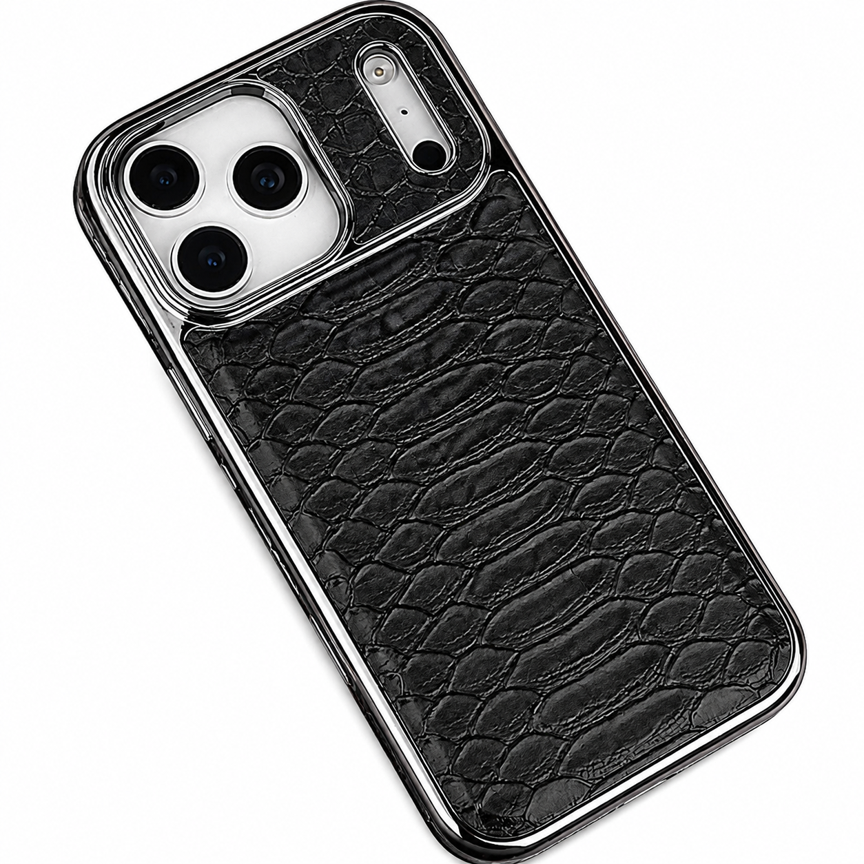 Premium iPhone Case Leather Snake Pattern Cover Soft Flannel Lining Anti Scratch Non Slip Slim Lightweight Protective Fashion Design Half Wrapped