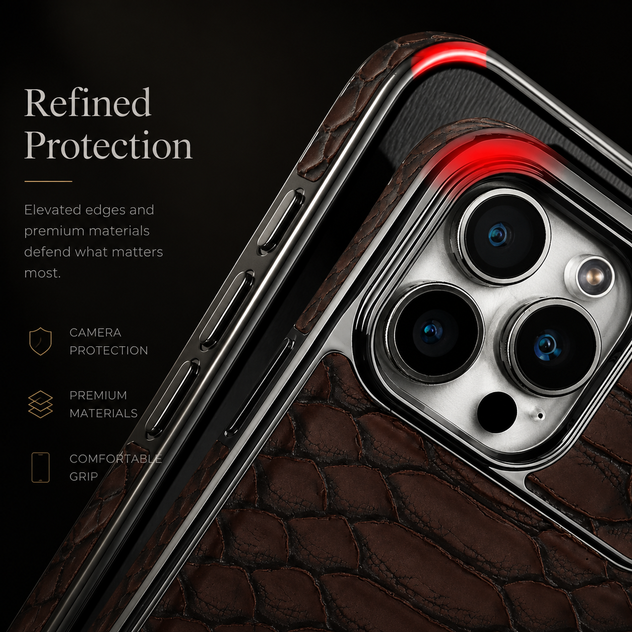 Premium iPhone Case Leather Snake Pattern Cover Soft Flannel Lining Anti Scratch Non Slip Slim Lightweight Protective Fashion Design Half Wrapped