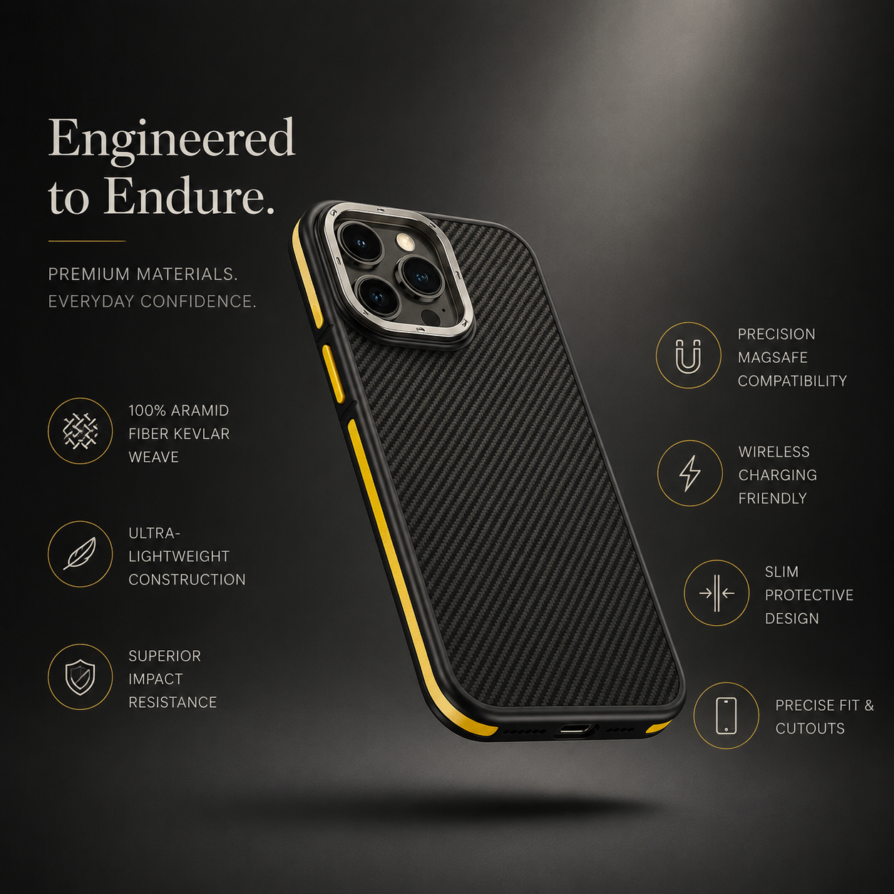 Premium iPhone Case MagSafe Compatible Magnetic Aramid Fiber Protective Cover 600D Carbon Texture Ultra Thin Lightweight Shockproof Camera Protection