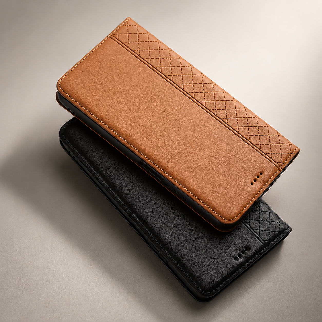 Premium iPhone Wallet Case Genuine Nappa Leather Flip Cover Card Holder Magnetic Closure Shockproof Full Body Slim Business Design Protective Case
