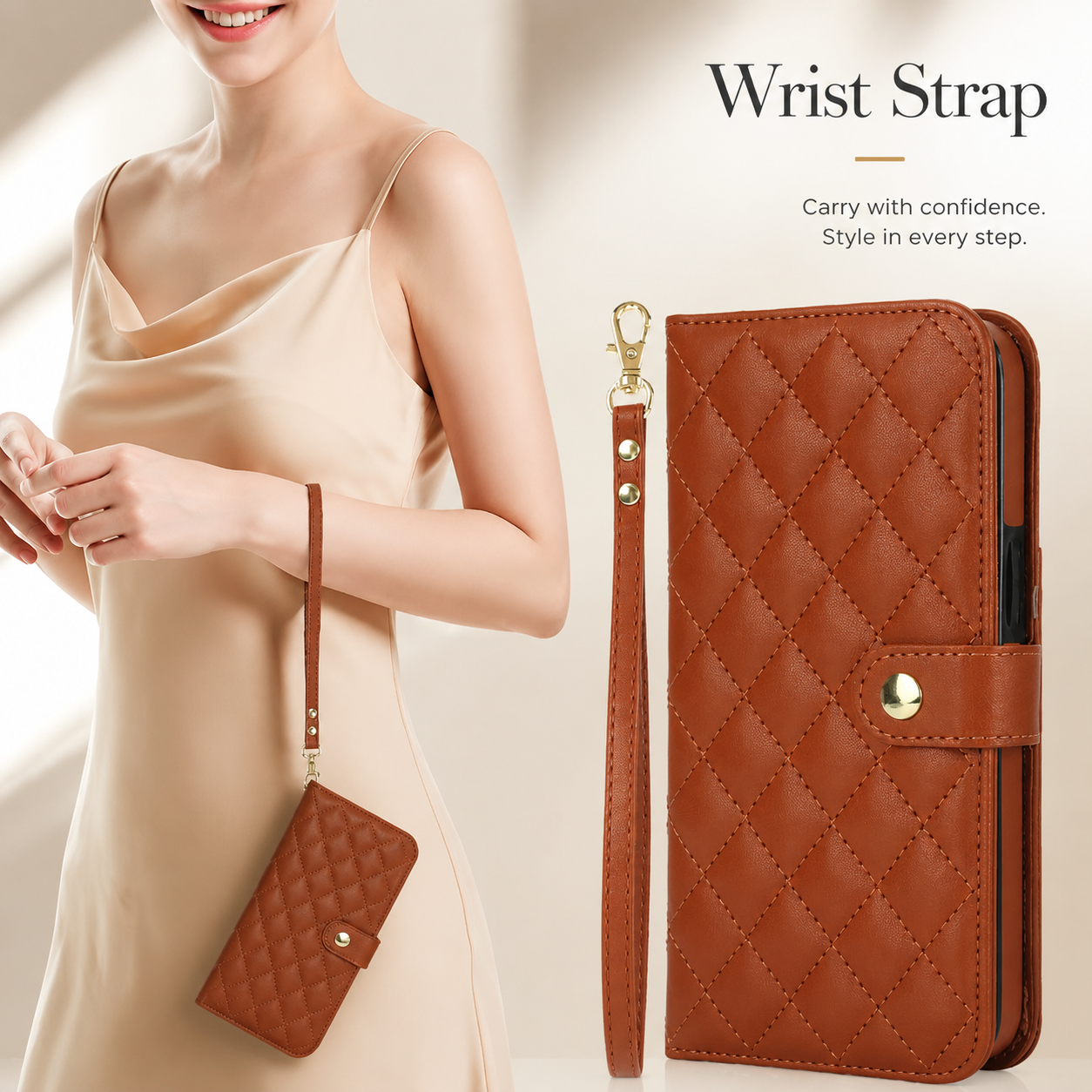 Premium iPhone Wallet Case Crossbody Flip Cover RFID Blocking Card Holder PU Leather Magnetic Closure Shockproof Full Coverage Strap Protective Case