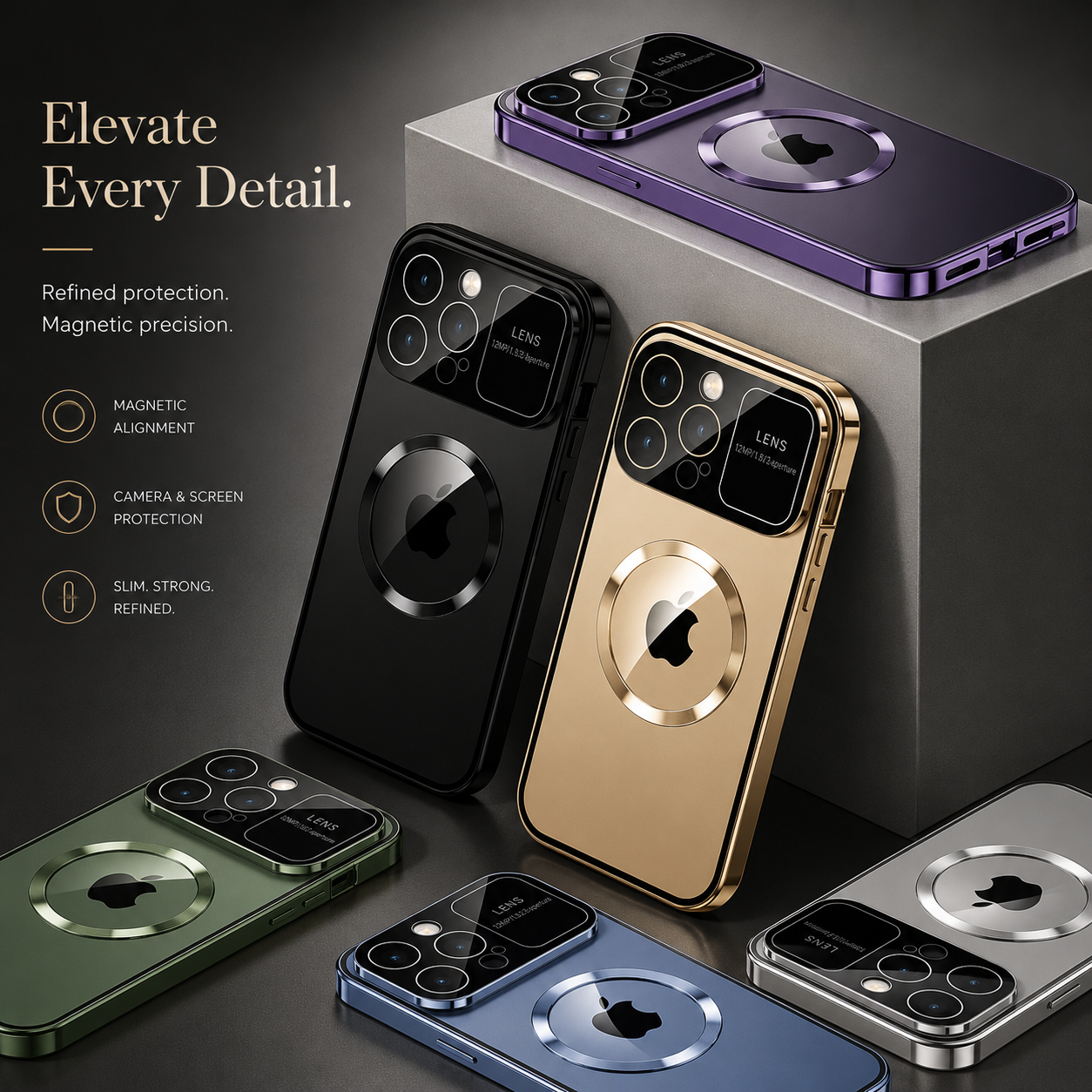 Premium iPhone Case MagSafe Compatible Magnetic Privacy Screen Protective Cover Anti Spy Frosted Glass Back Shockproof Camera Protection Ultra Thin Full Coverage