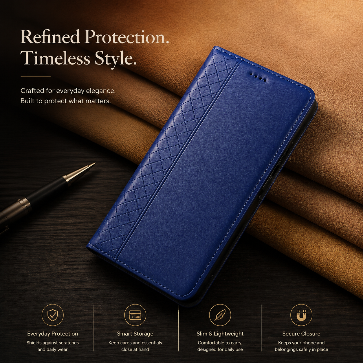 Premium iPhone Wallet Case Genuine Nappa Leather Flip Cover Card Holder Magnetic Closure Shockproof Full Body Slim Business Design Protective Case