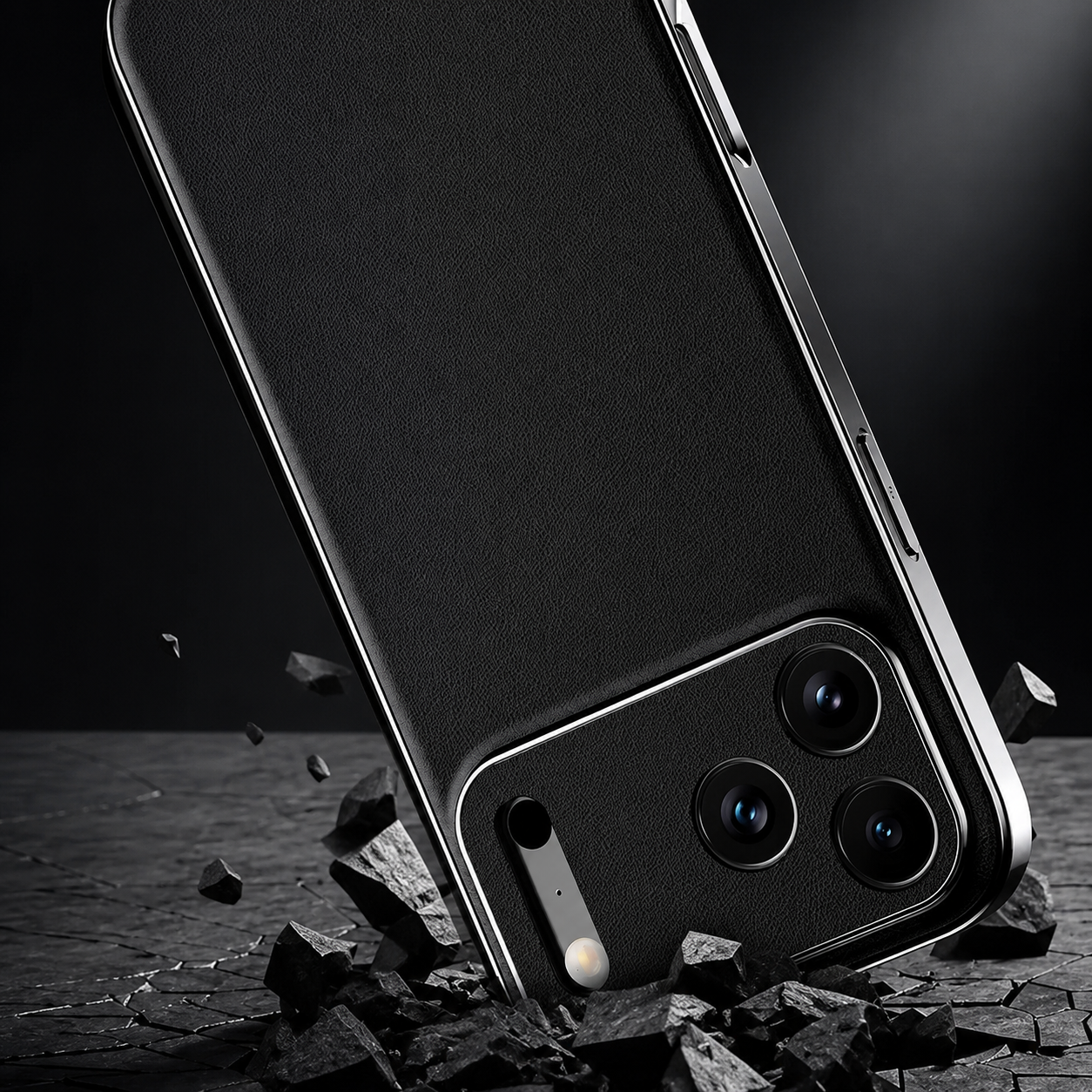 Premium iPhone Case Genuine Leather Cover Shockproof Protective Frame Full Camera Lens Protection Anti Slip Matte Finish Slim Full Coverage