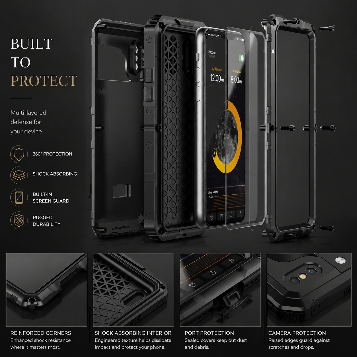 Premium iPhone Case MagSafe Compatible IP68 Waterproof Aluminum Armor Cover Magnetic Shockproof Full Body Camera Guard Rugged Protective Design