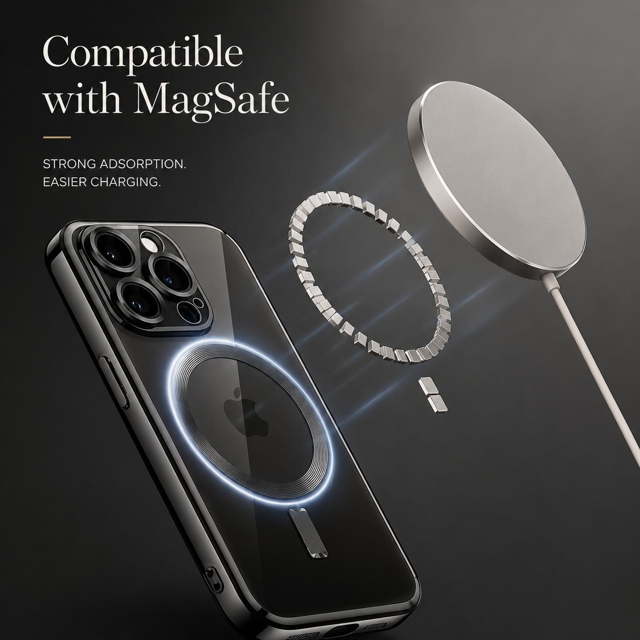 Premium iPhone Case MagSafe Compatible Magnetic Transparent Protective Cover Hard PC Back Silicone Bumper Shockproof Camera Lens Protection Anti Scratch Slim Design