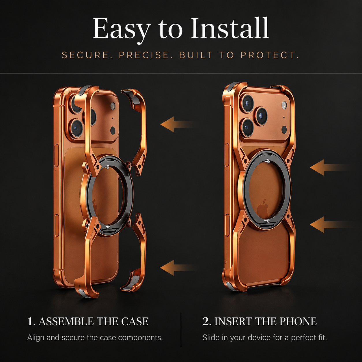 Premium iPhone Case MagSafe Compatible Magnetic Aluminum Bumper Frame Cover 360 Rotating Ring Stand Shockproof Edge Protection Camera Lens Guard Slim Design