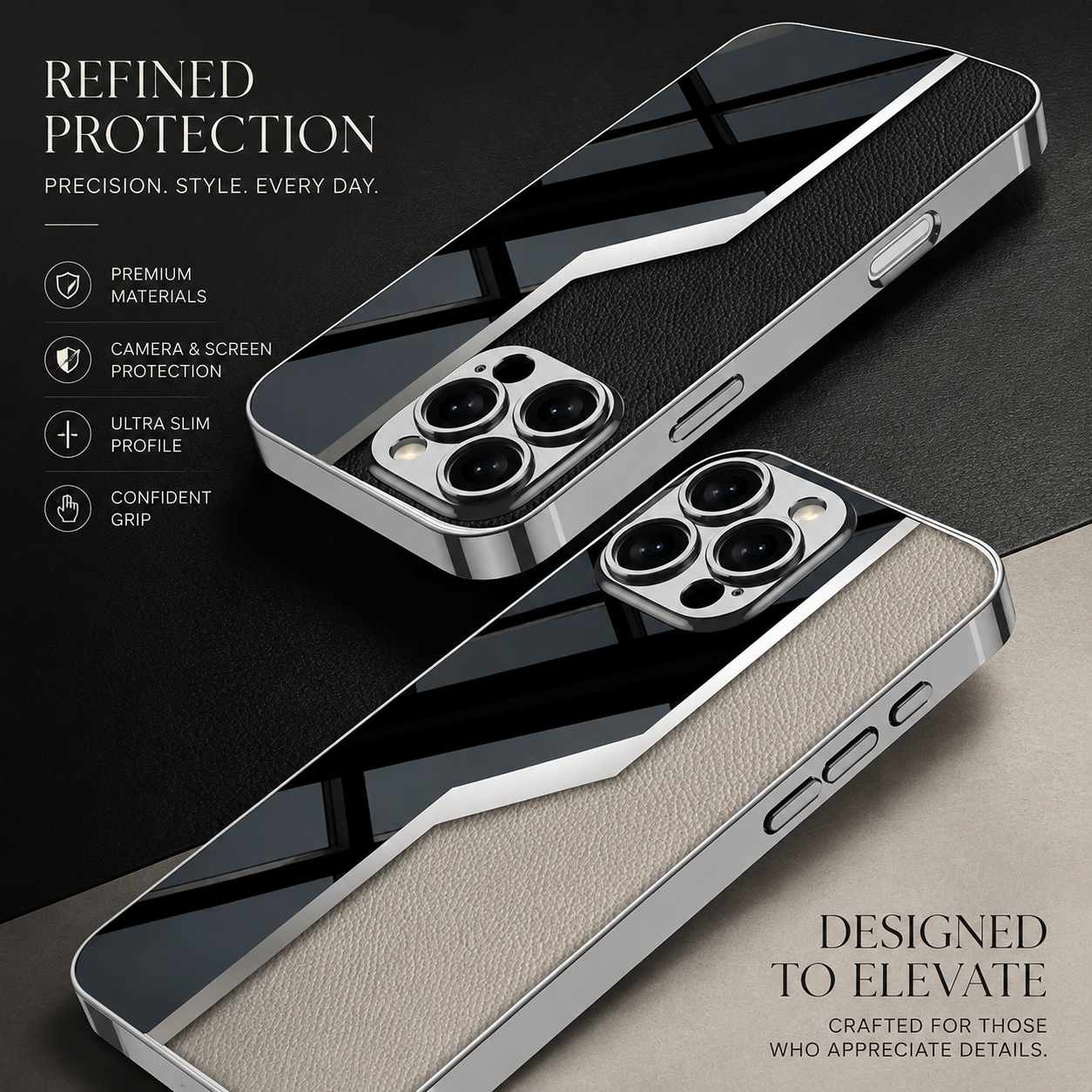 Premium iPhone Case Leather Plating Cover Soft TPU Edge Camera Lens Protection Shockproof Anti Scratch Ultra Thin Full Coverage Protective Design