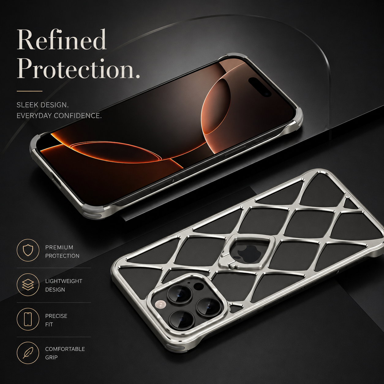 Premium iPhone Case MagSafe Compatible Magnetic Ultra Light Metal Frame Cooling Back Built-in Stand Shockproof Camera Protection Slim Full Coverage