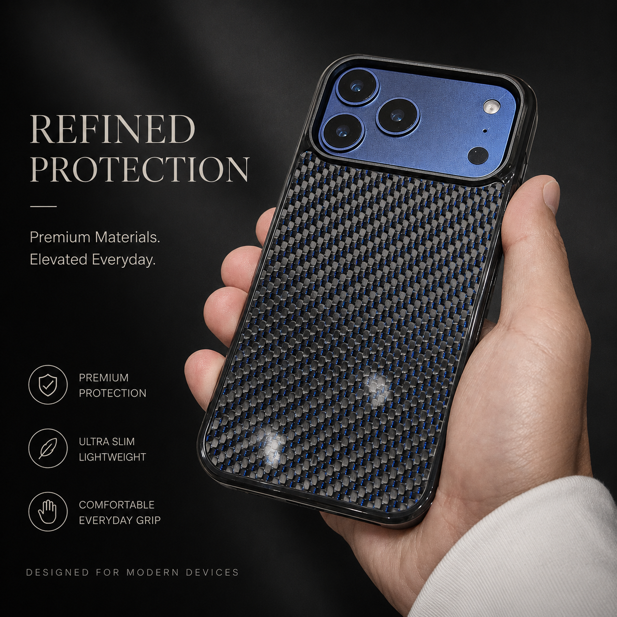 Premium iPhone Case MagSafe Compatible Woven Carbon Fiber Cover Dual Layer Shockproof Full Coverage Anti Scratch Lightweight Non Slip Design
