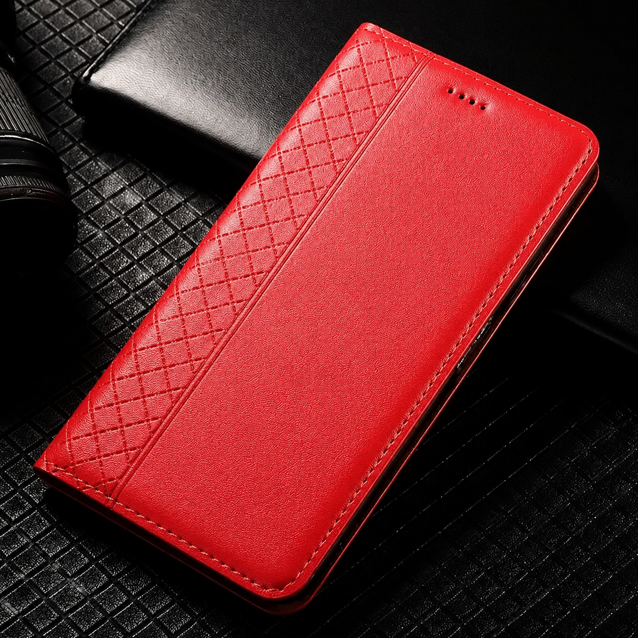 Premium iPhone Wallet Case Genuine Nappa Leather Flip Cover Card Holder Magnetic Closure Shockproof Full Body Slim Business Design Protective Case