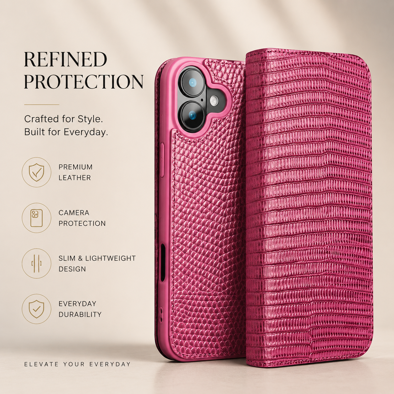 Premium iPhone Case Genuine Leather Wallet Flip Cover Card Holder Slim Shockproof Protective Cover Anti Scratch Lightweight Full Protection