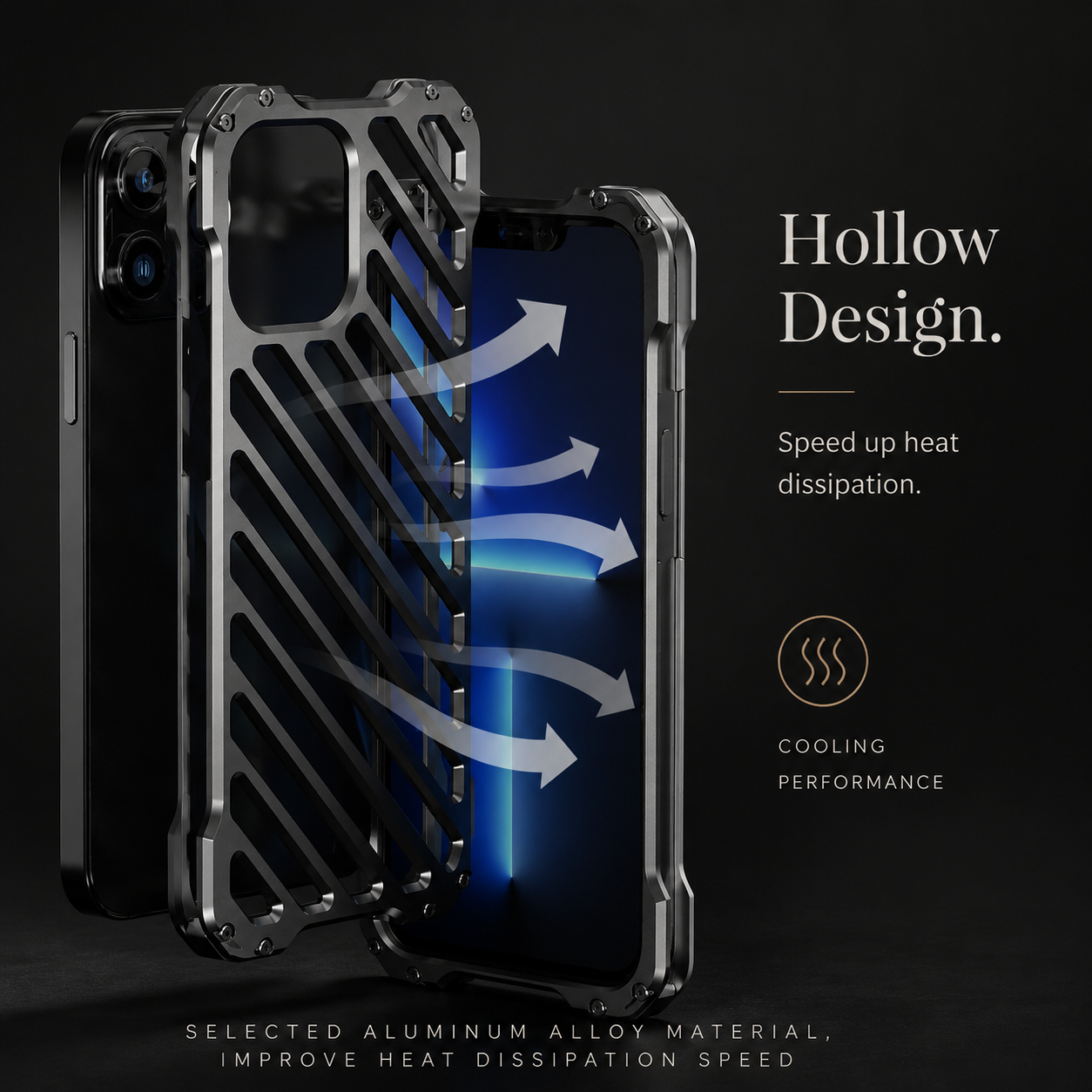 Premium iPhone Case Aluminum Alloy Armor Cover CNC Metal Dual Layer Shockproof Matte Non Slip Camera Protection Full Coverage Protective Design