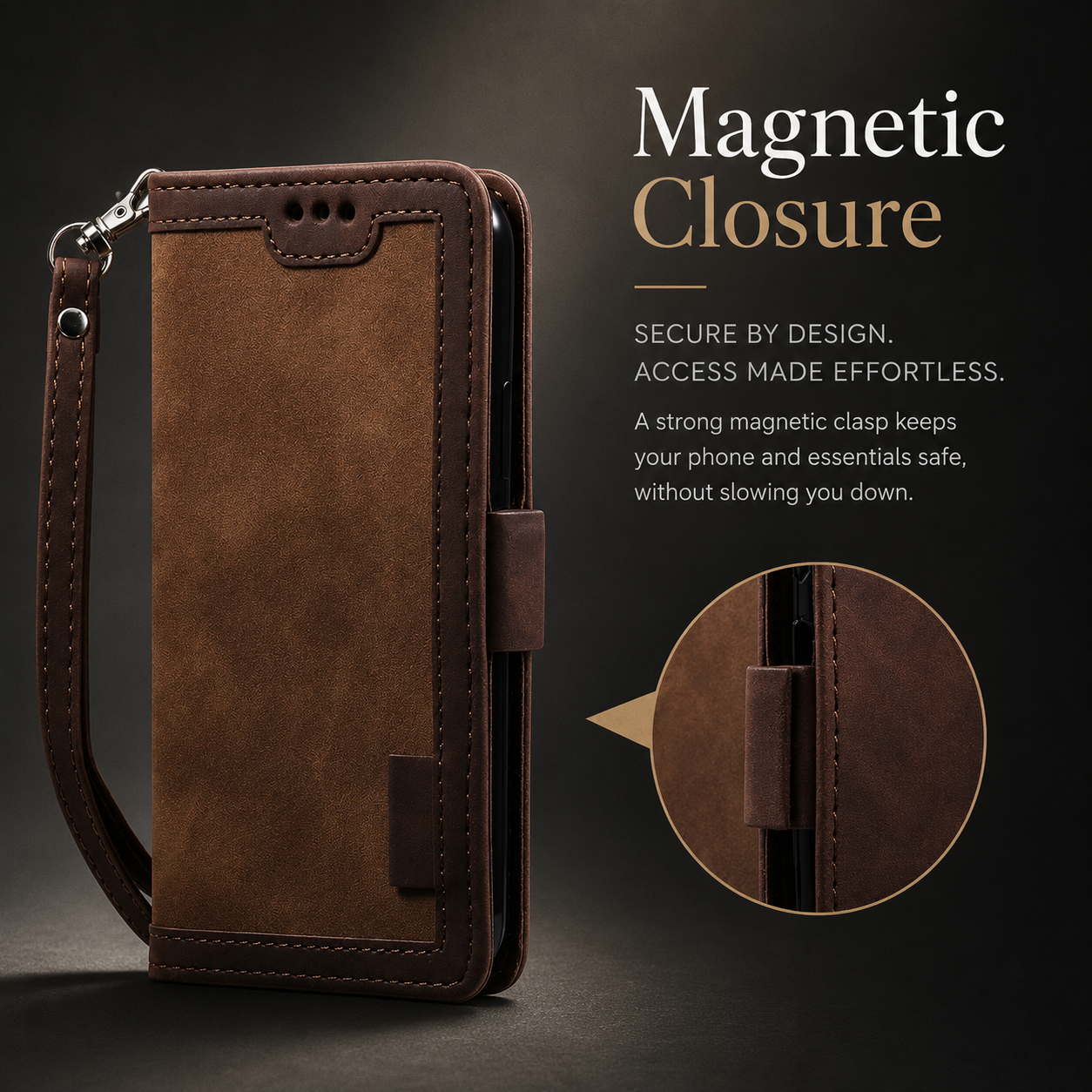 Premium iPhone Case Leather Wallet Flip Cover MagSafe Compatible Card Holder Magnetic Closure Shockproof Camera Protection Stand Full Coverage