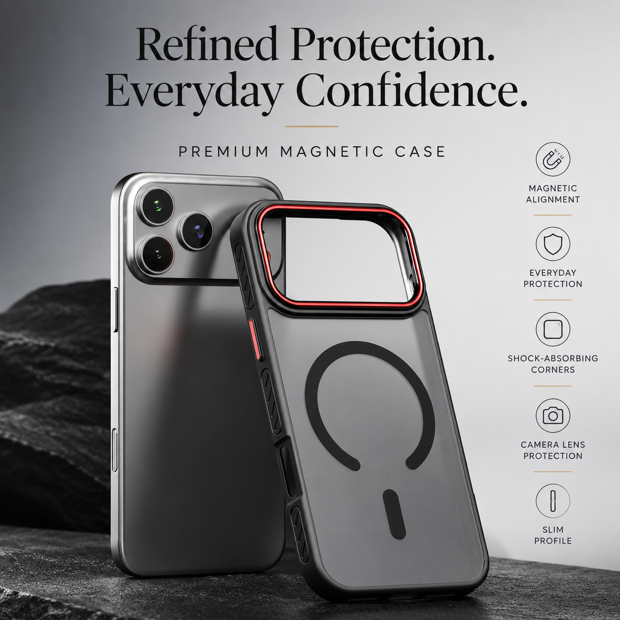 Premium iPhone Case MagSafe Compatible Matte Transparent Cover Magnetic PC TPU Hybrid Shockproof Anti Fingerprint Protective Slim Case