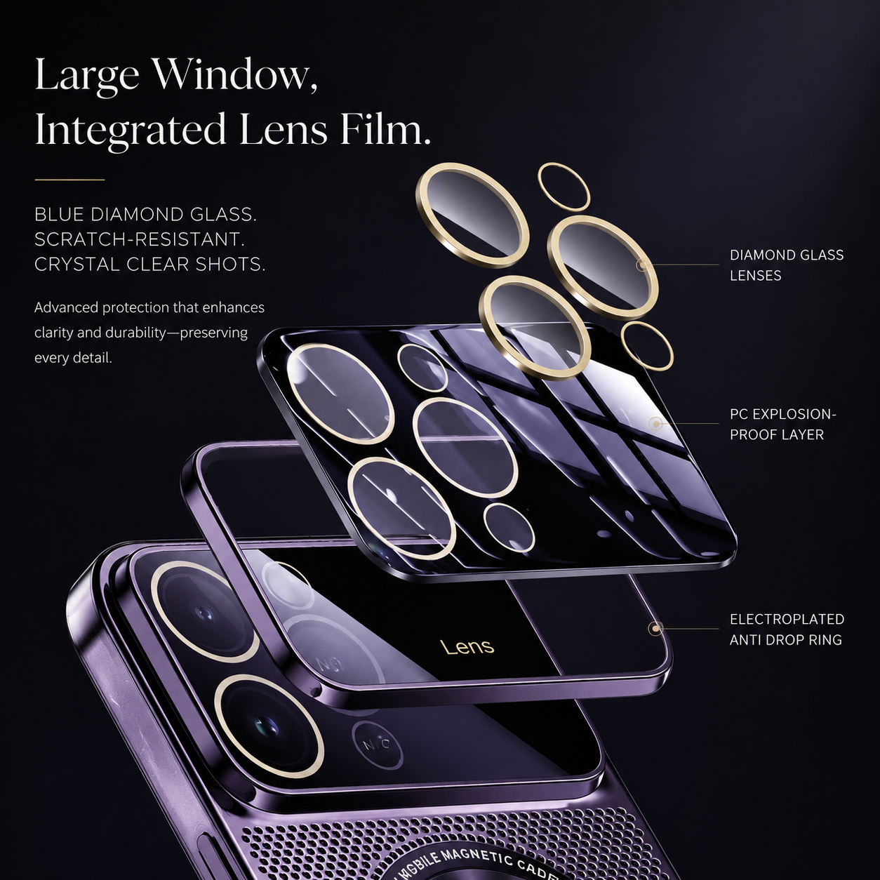 Premium iPhone Case MagSafe Compatible Magnetic Protective Cover Cooling Mesh Back Shockproof Camera Lens Protection Slim Full Coverage