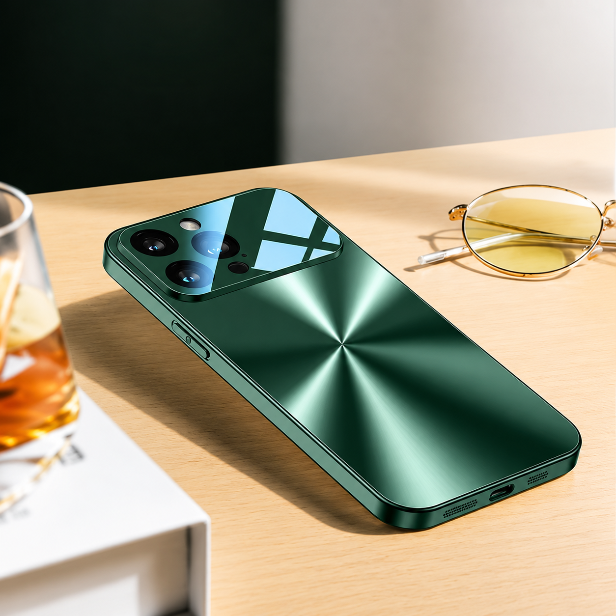 Premium iPhone Case Metal Back Protective Cover Shockproof Silicone Frame Camera Lens Protection Anti Scratch Heavy Duty Slim Full Coverage