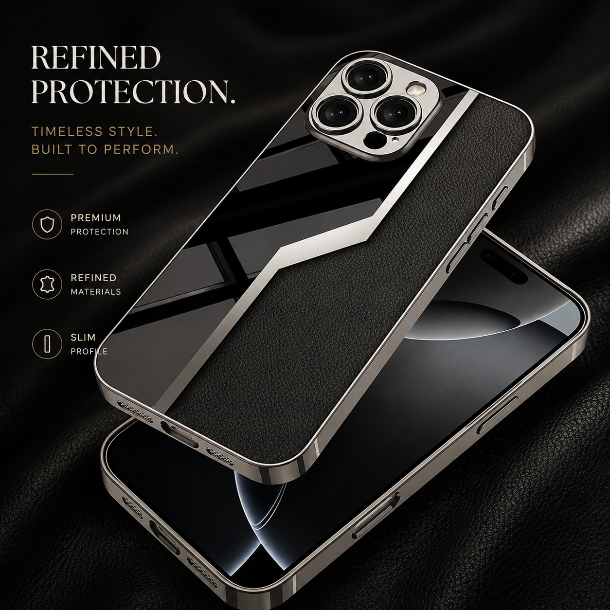 Premium iPhone Case Leather Plating Cover Soft TPU Edge Camera Lens Protection Shockproof Anti Scratch Ultra Thin Full Coverage Protective Design