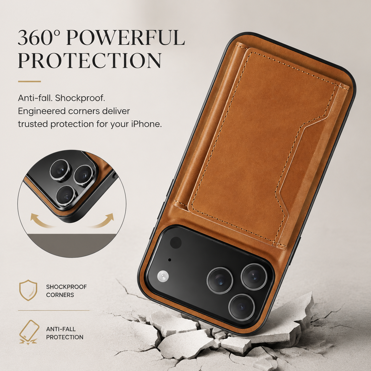 Premium iPhone Case Magnetic Leather Wallet Cover Card Holder Kickstand Money Slot Shockproof Protective Cover Anti Scratch Slim Half Wrapped