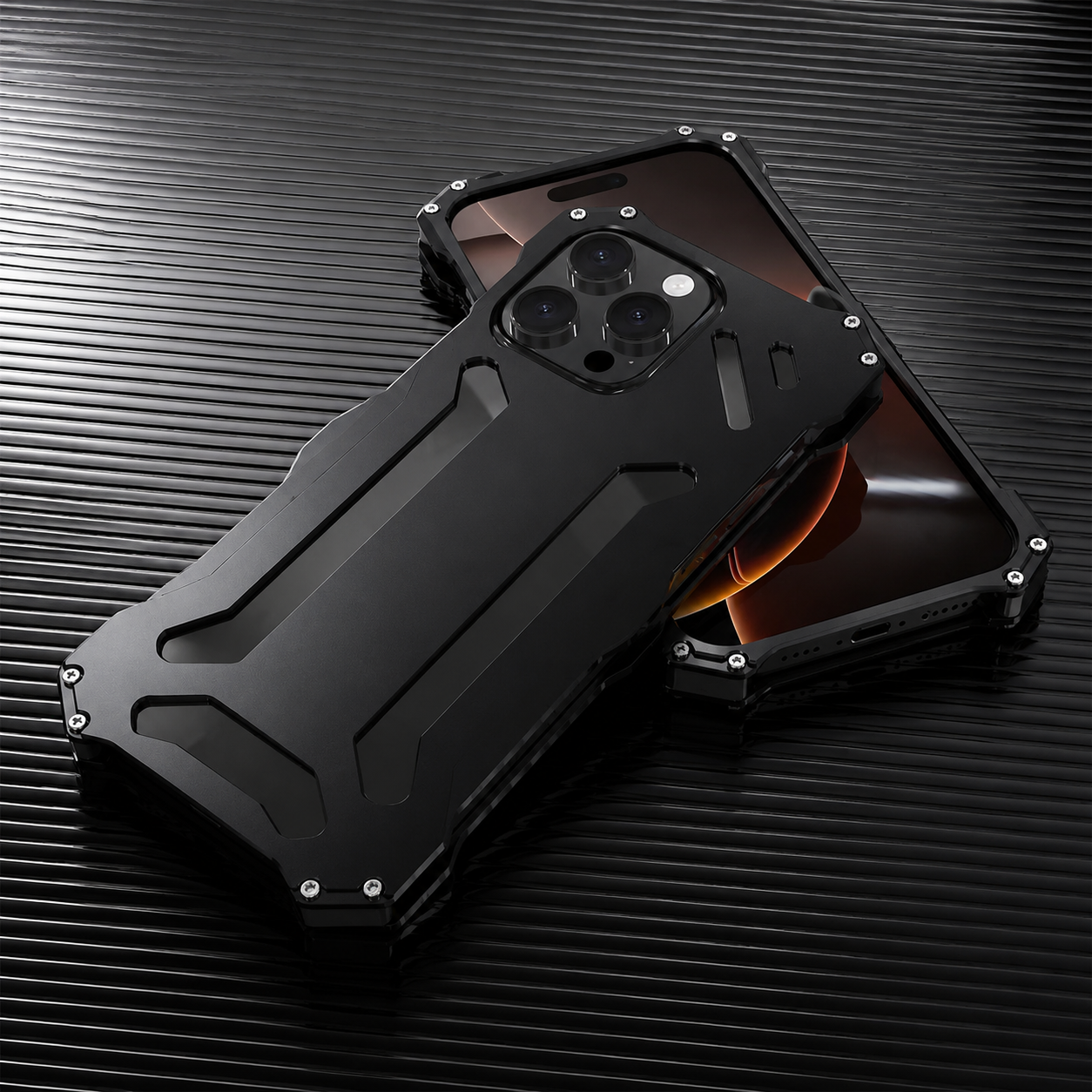 Premium iPhone Case Slim Aluminum Metal Shockproof Cover Hard Back Anti Fingerprint Non Slip Heavy Duty Full Coverage Scratch Resistant Protective Design