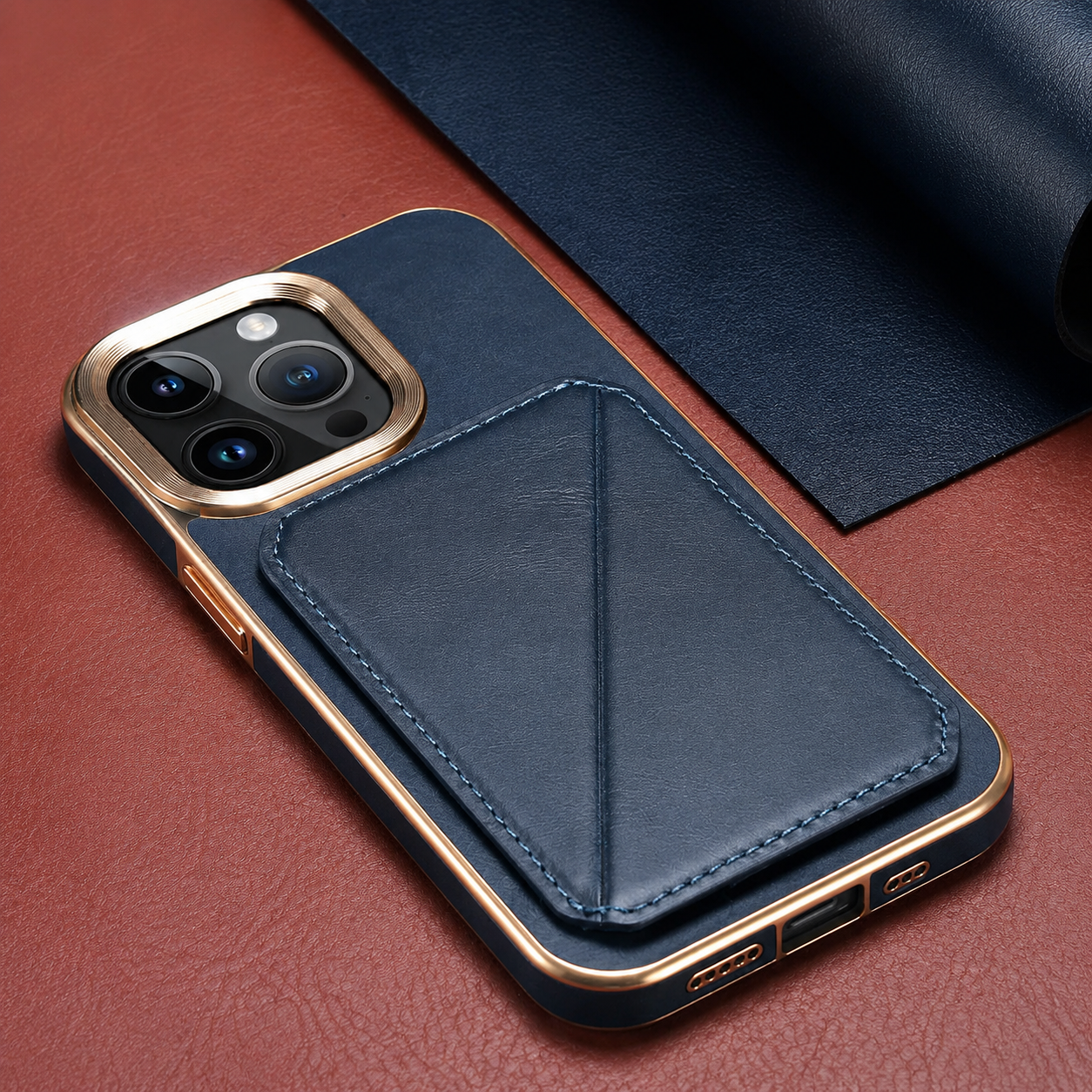 Premium iPhone Case Genuine Cowhide Leather Wallet Cover MagSafe Compatible Magnetic Card Holder Shockproof Camera Protection Slim Full Coverage