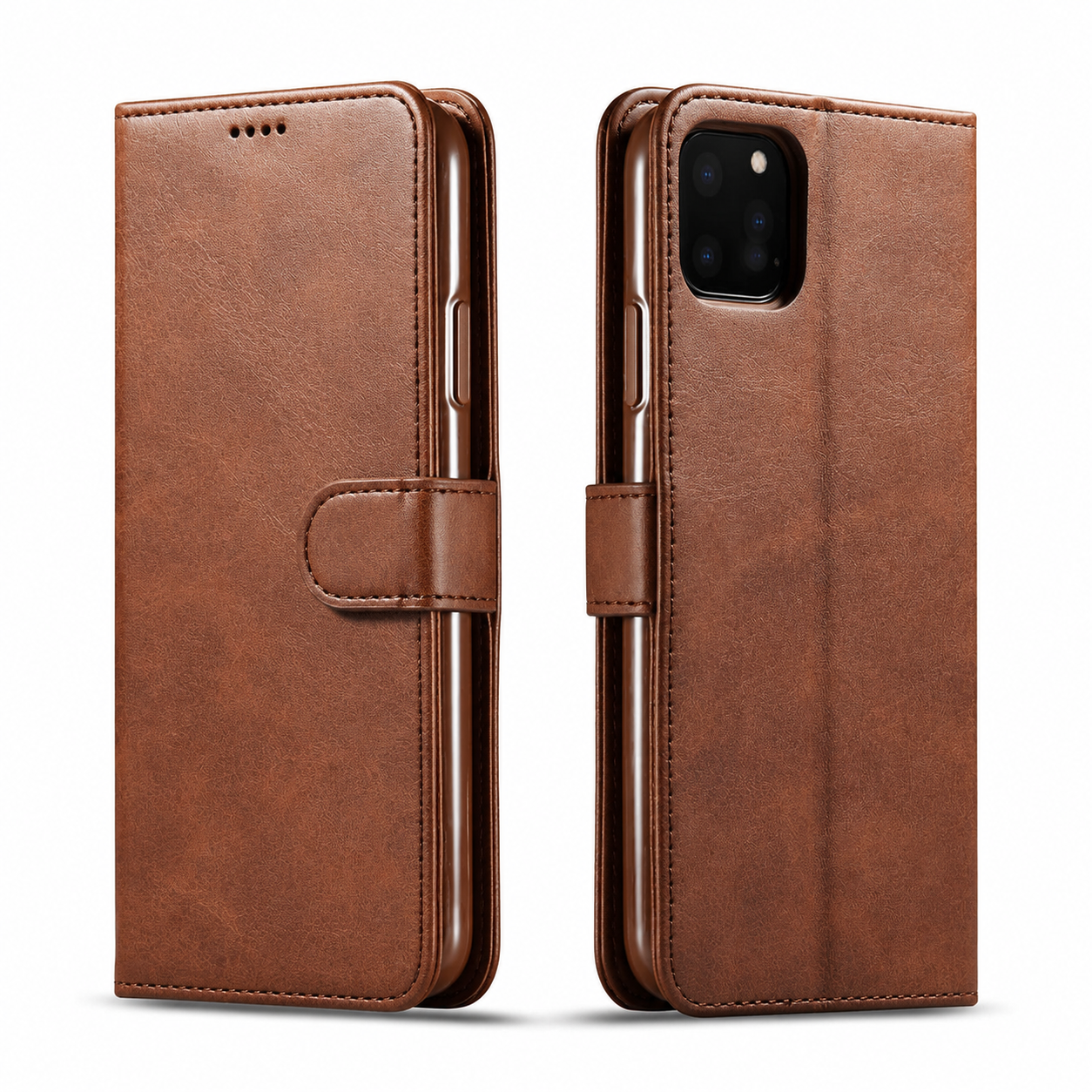 Premium iPhone Case Leather Wallet Flip Cover Card Holder Magnetic Closure Shockproof Camera Protection Slim Full Coverage Protective Design