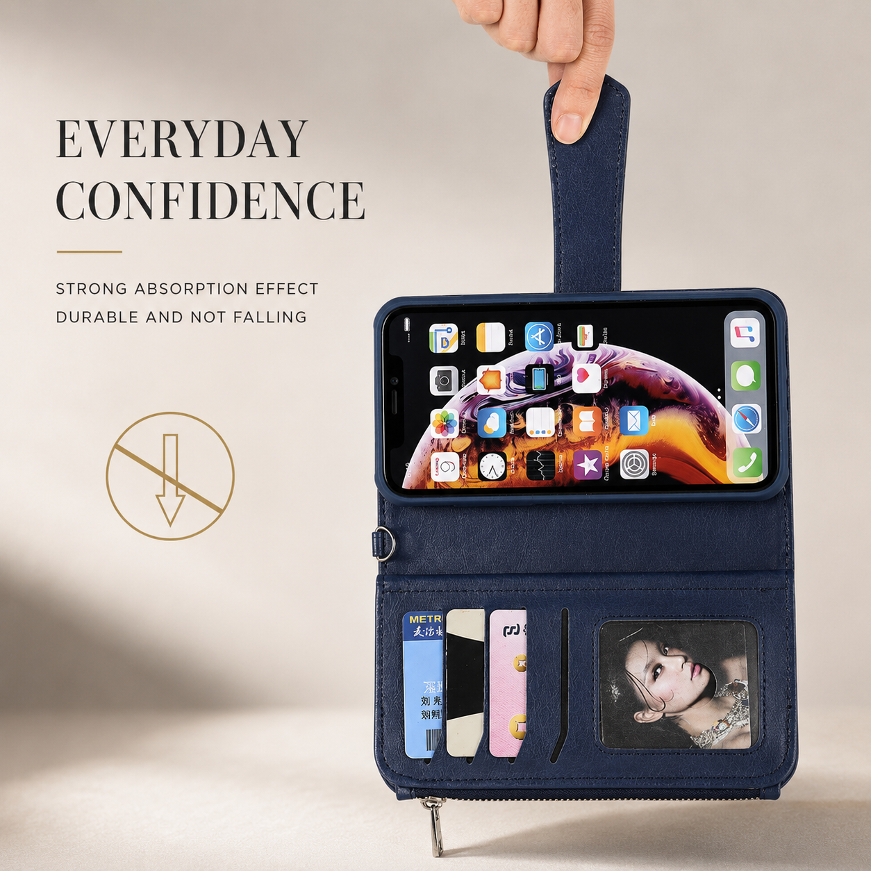 Premium iPhone Case Magnetic Detachable Wallet PU Leather Flip Cover Card Holder Kickstand Shockproof Full Coverage Protective Design