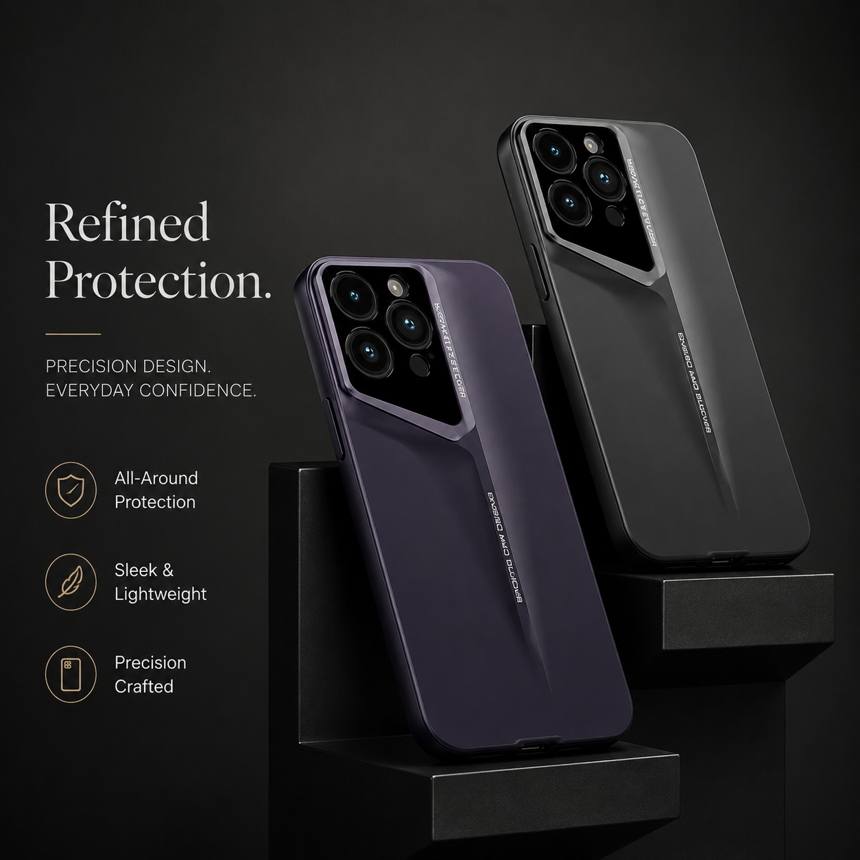 Premium iPhone Case Ultra Thin Titanium Finish Blade Style Shockproof Lens Protection Lightweight Half Wrapped Protective Cover Full Coverage Design