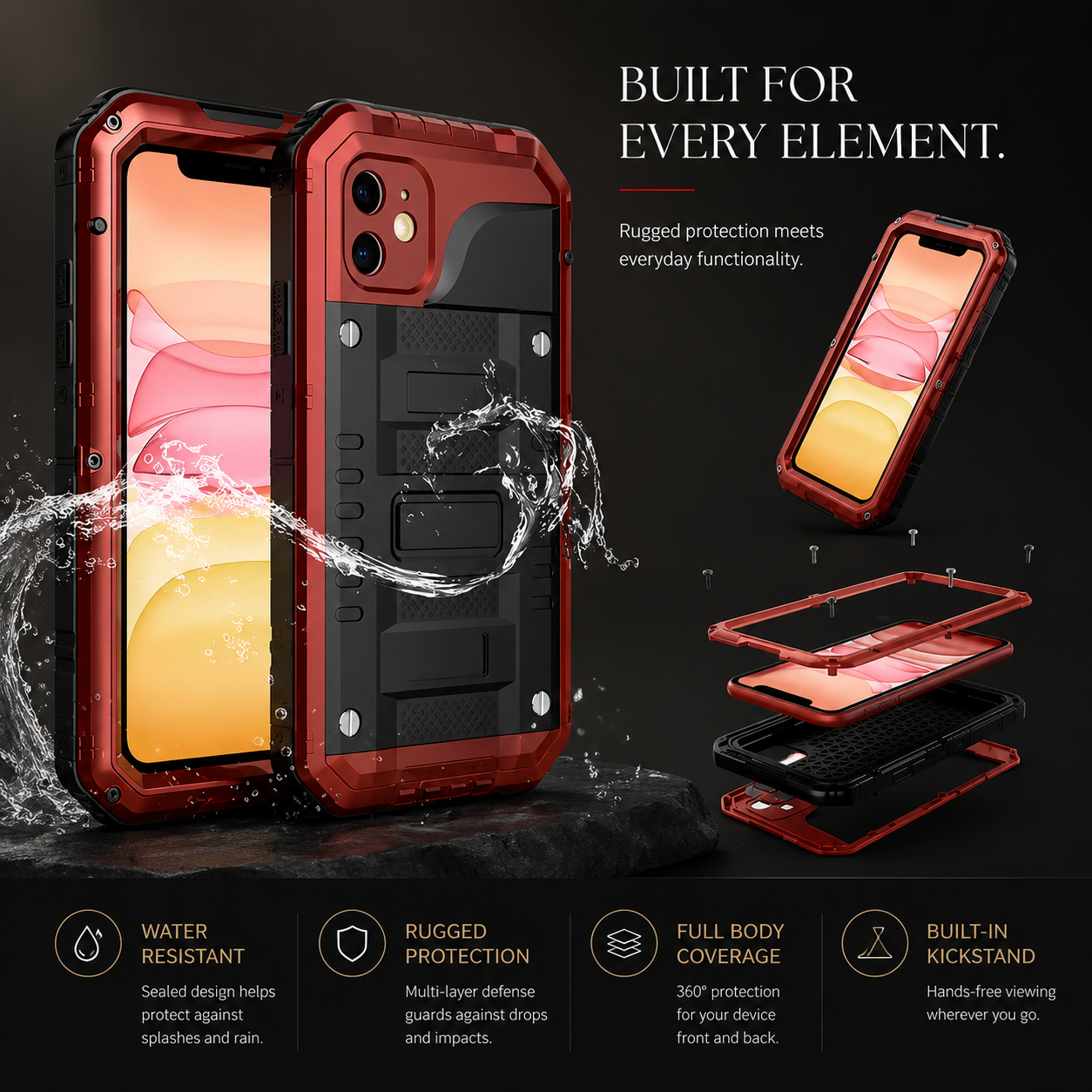Premium iPhone Case MagSafe Compatible IP68 Waterproof Aluminum Armor Cover Magnetic Shockproof Full Body Camera Guard Rugged Protective Design