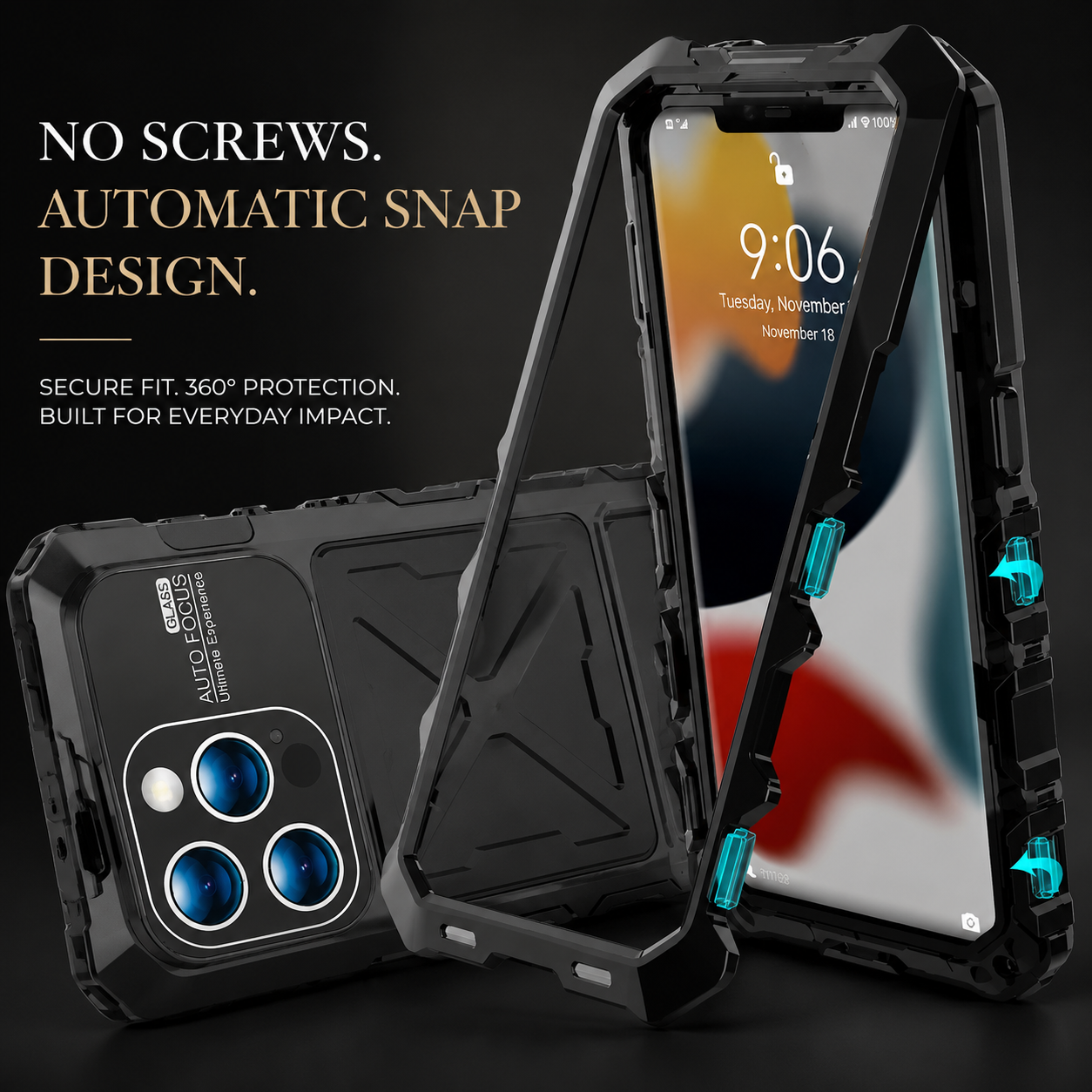 Premium iPhone Case MagSafe Compatible Magnetic Protective Cover 360 Metal Lock Frame Dual Tempered Glass Shockproof Camera Lens Guard Full Body Ultra Thin Design